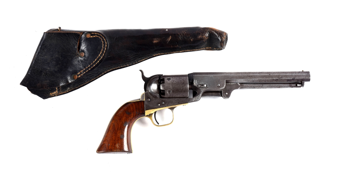 (A) COLT MODEL 1851 NAVY PERCUSSION REVOLVER & HOLSTER.