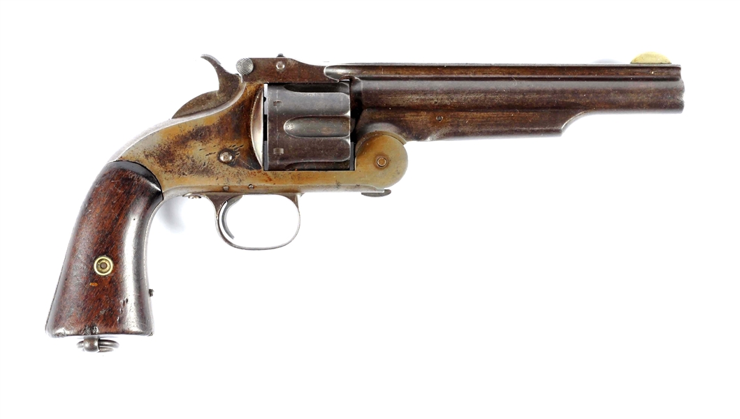 (A) VERY RARE S&W 1ST MODEL AMERICAN NO. 3 6" BARREL SINGLE ACTION REVOLVER.