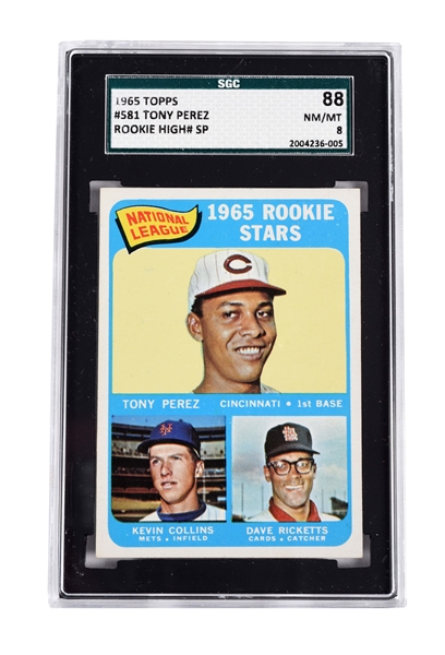 1965 TOPPS #581 TONY PEREZ ROOKIE CARD SGC 88 NM-MT.