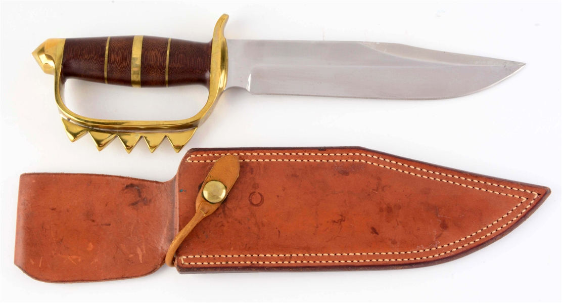 J.N. COOPER FIGHTING KNIFE WITH "KNUCKLEDUSTER" BRASS GUARD.
