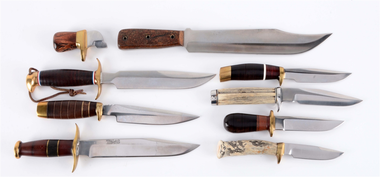 LOT OF 9: J.N. COOPER VARIOUS FIXED BLADE KNIVES. 