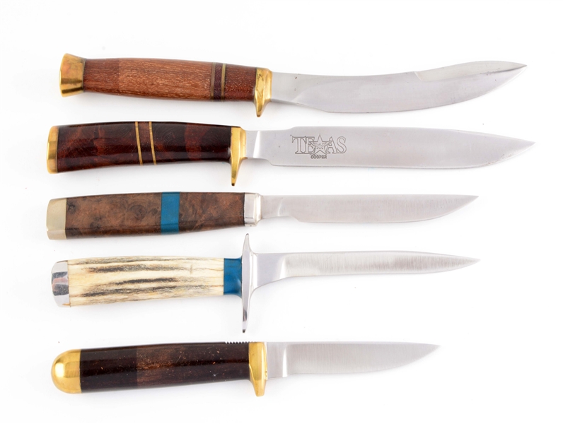 LOT OF 5: PERSONAL KNIVES OF J.N. COOPER.