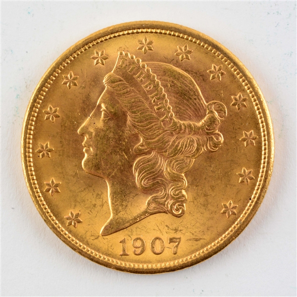 1907 $20 GOLD LIBERTY DOUBLE EAGLE.