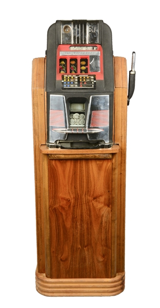 **REPRODUCTION 50¢ MILLS "THE WESTERNER" CONSOLE SLOT MACHINE. 