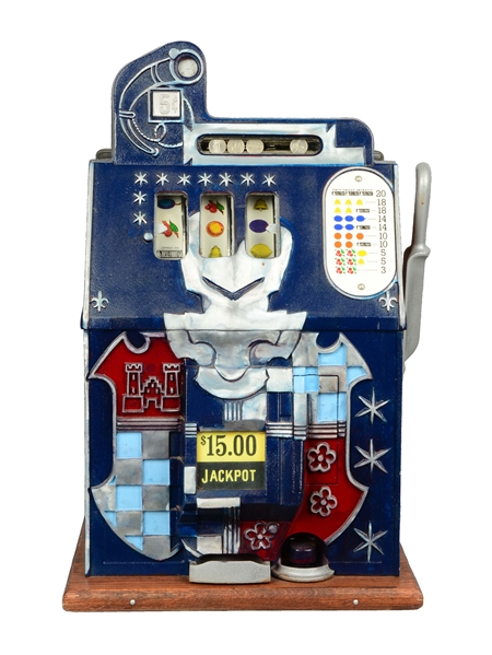 **5¢ MILLS SILENT MYSTERY "CASTLE FRONT" SLOT MACHINE. 