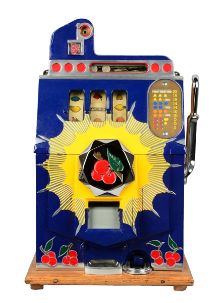 **5¢ MILLS BURSTING CHERRY SLOT MACHINE.