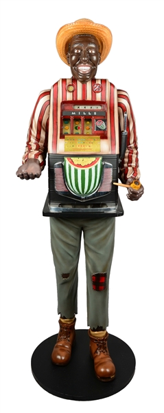 **25¢ MILLS MELON BELL DELONG FIGURAL SLOT MACHINE.