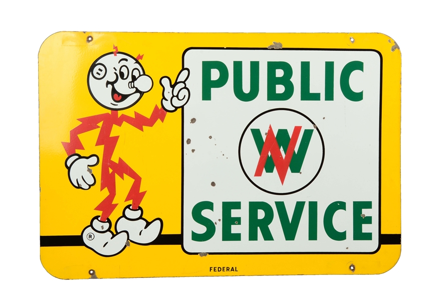 REDDY KILOWATT "PUBLIC SERVICE" SIGN.