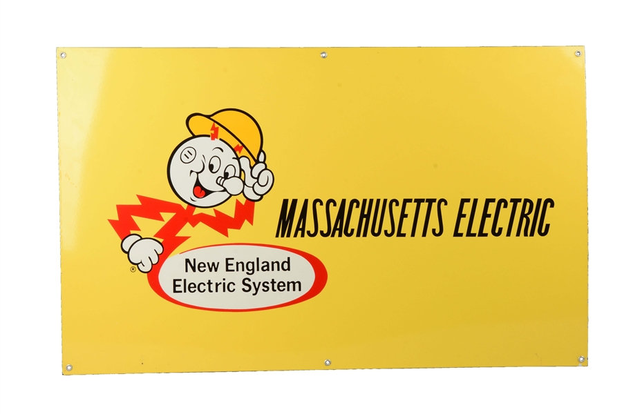  MASSACHUSETTS ELECTRIC REDDY KILOWATT PORCELAIN ADVERTISEMENT SIGN. 