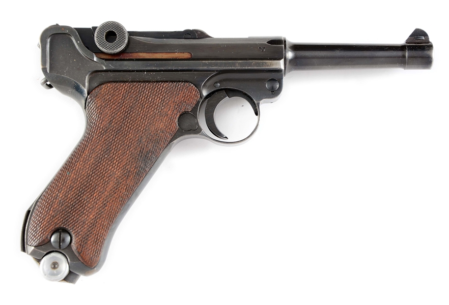 (C) MAUSER BANNER 1941 DATED POLICE LUGER SEMI-AUTOMATIC PISTOL.