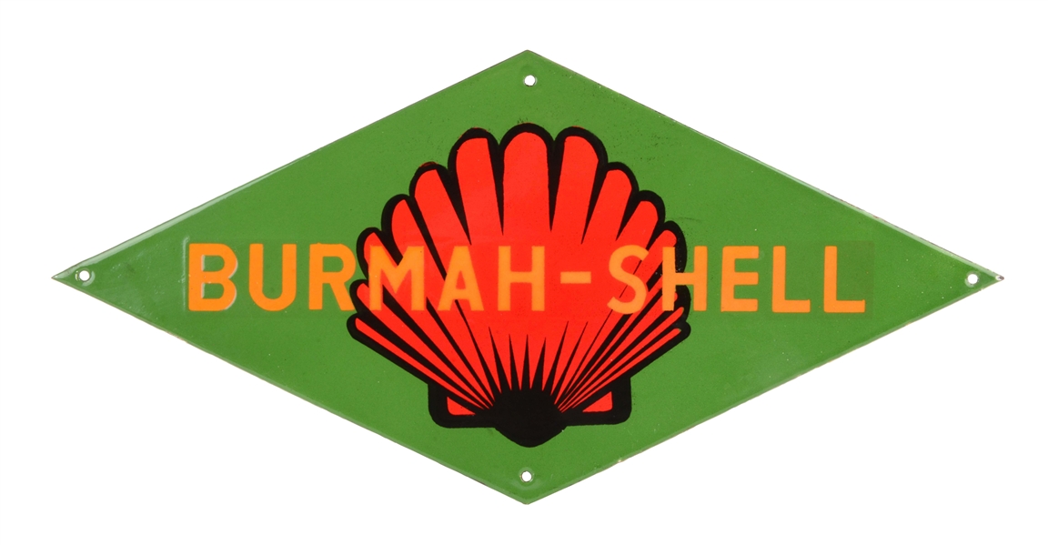 BURMAH-SHELL PORCELAIN DIECUT SIGN.