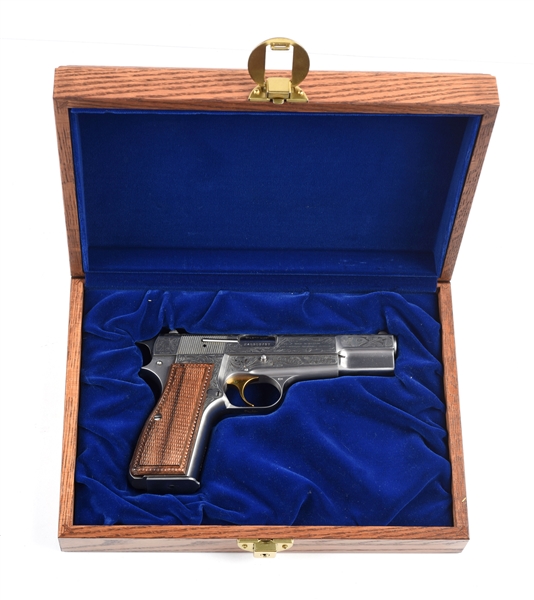 (M) CASED & ENGRAVED BROWNING HI-POWER CLASSIC SEMI-AUTOMATIC PISTOL.