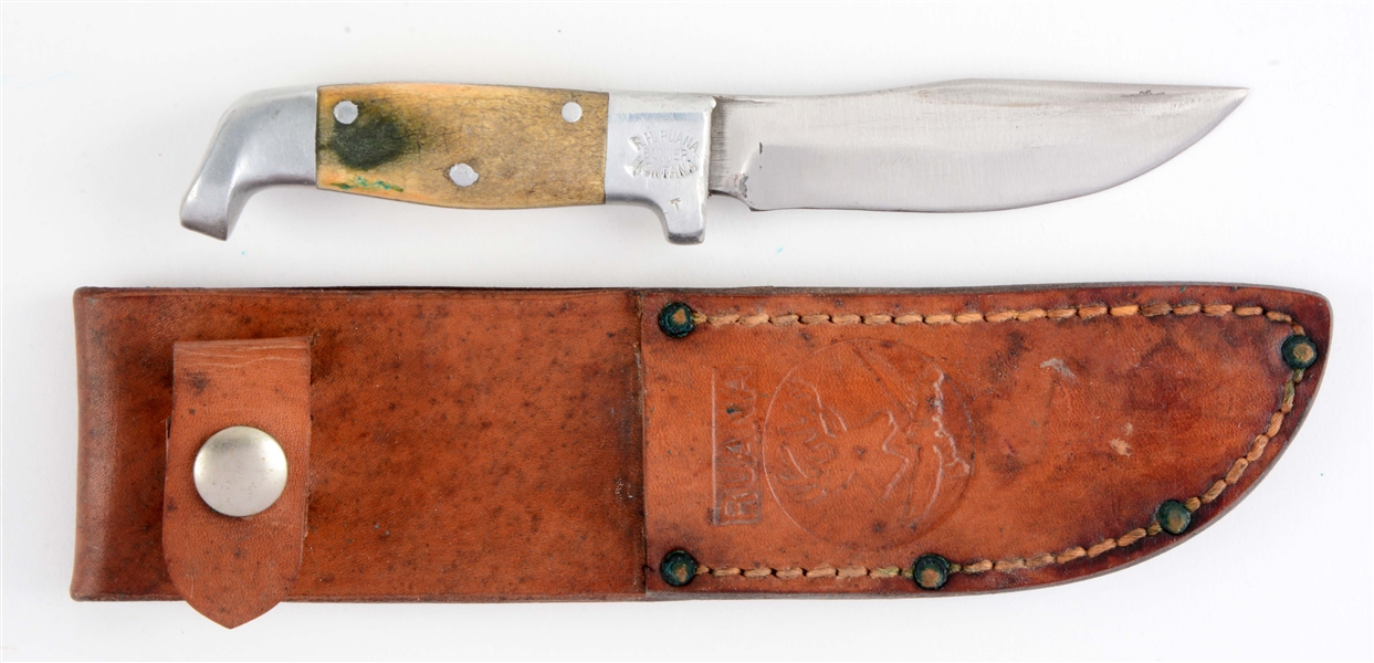 R.H. RUANA SQUARE INSTERS T STAMP STAG FIXED BLADE.