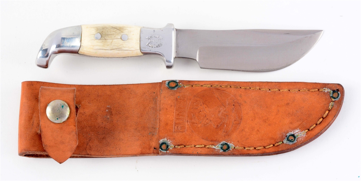 R.H. RUANA 13A SMALL STAG HANDLED FIXED BLADE HUNTER. 
