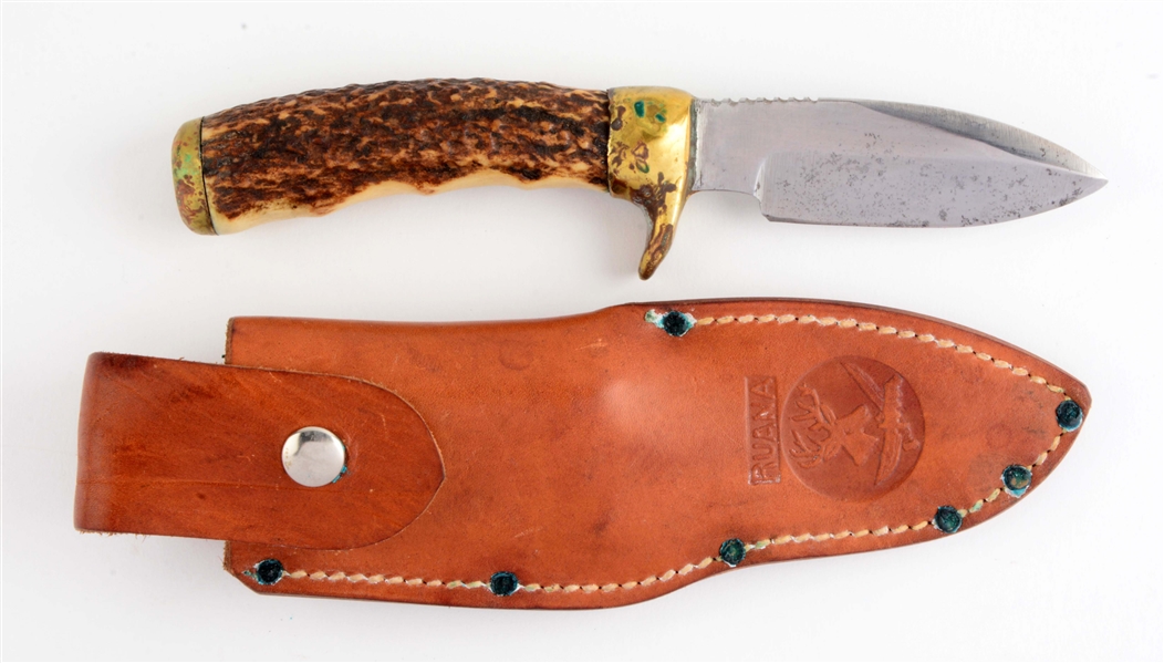 R.H. RUANA FINGER NOTCHED STAG HANDLE.