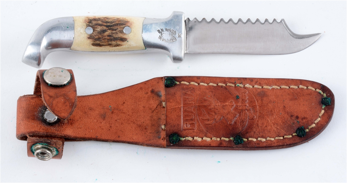 R.H. RUANA STAG HANDLED FISH KNIFE. 