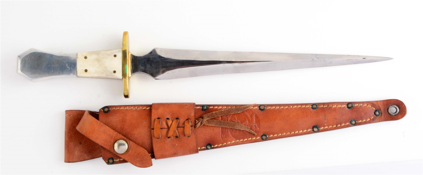 R.H. RUANA FIGHTING KNIFE WITH HALF HORSE/ALLIGATOR CROWN.