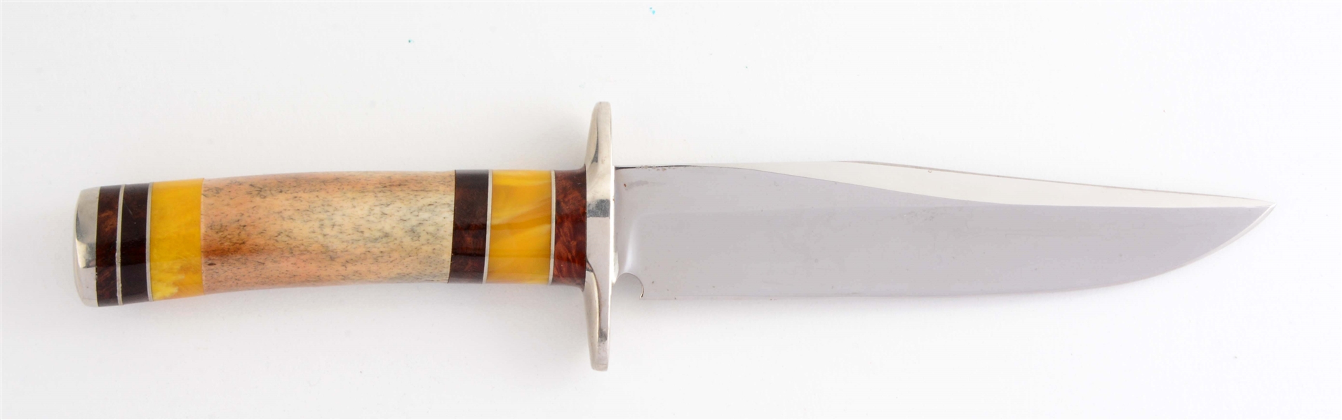 MCCARTY AMBER AND BONE SECTIONED HANDLE HUNTER.