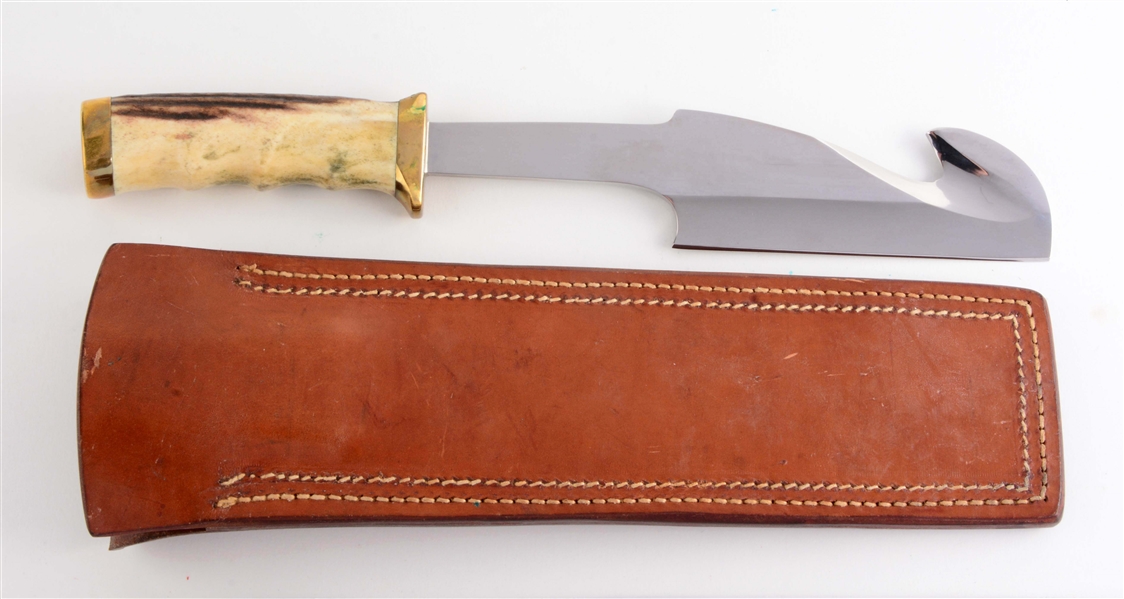 MCCARTY SPEICAL PURPOSE FIXED BLADE CLEAVER AND GUT HOOK.