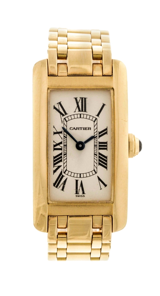 CARTIER 18K YELLOW GOLD TANK AMÉRICAINE LADIES REFERENCE 1710 CASE SERIAL BB20819