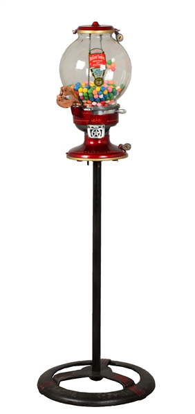 1¢ COLUMBUS GUM BALL VENDING MACHINE WITH STAND. 