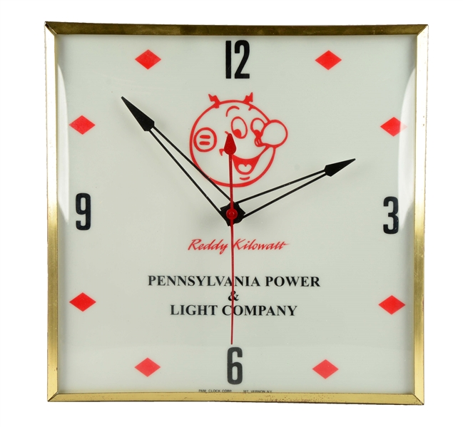 PENNSYLVANIA POWER & LIGHT COMPANY REDDY KILOWATT CLOCK. 