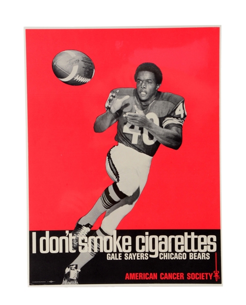 1960S GALE SAYERS CHICAGO BEARS ANTI-TOBACCO ADVERTISEMENT.