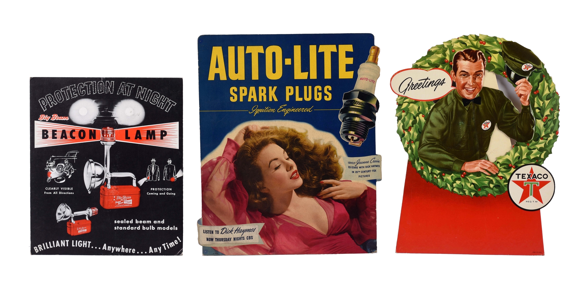 LOT OF 7: AUTOMOBILE CARDBOARD ADVERTISING SIGNS.