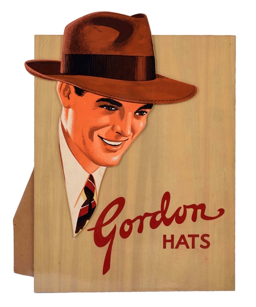 GORDON HATS ORGINAL ARTWORK ADVERTISING SIGN.