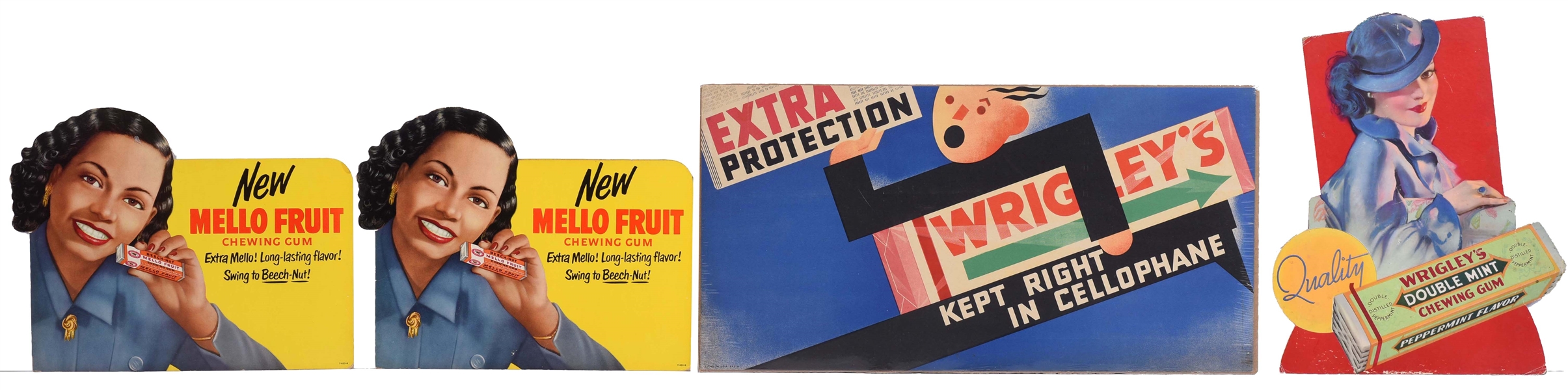 LOT OF 8: CHEWING GUM RELATED ADVERTISING SIGNS.