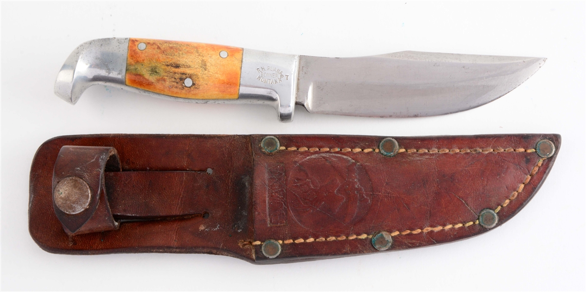 R.H. RUANA 14B STAG HANDLED HUNTER WITH "PT" MARK.