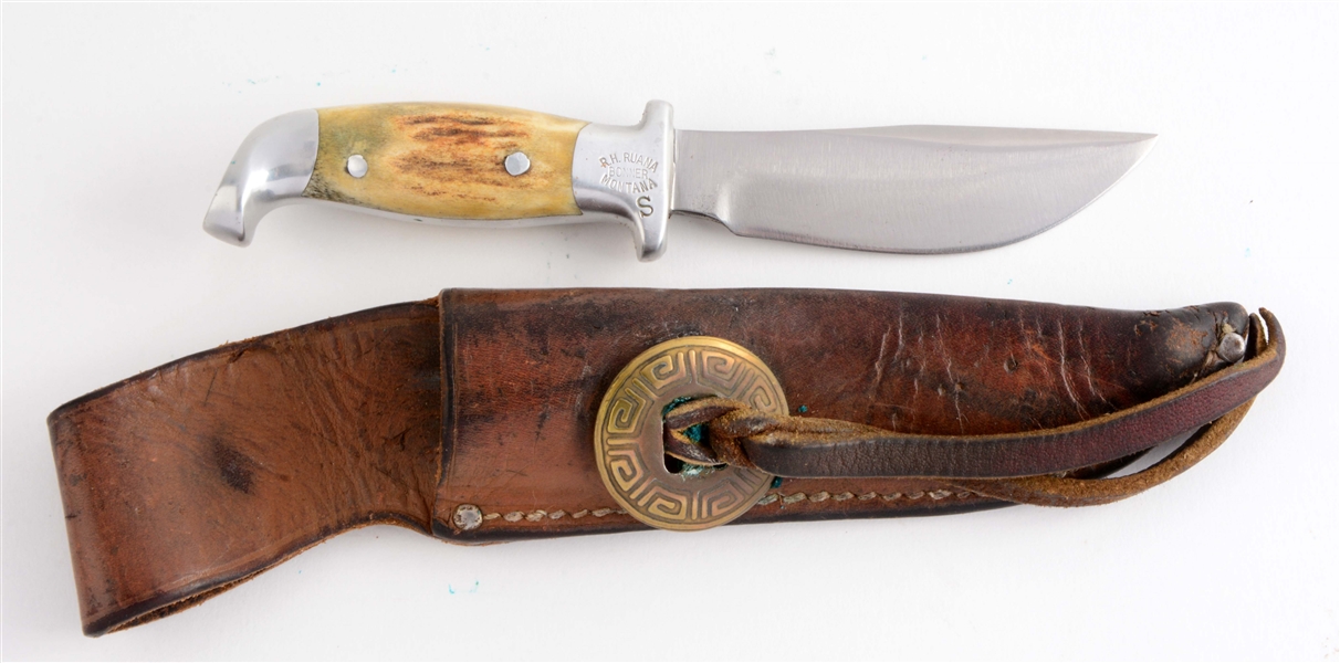 R.H. RUANA 13A STAG HANDLED HUNTING KNIFE. 