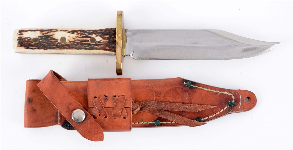 R.H. RUANA 31BB STAG HANDLED KNIFE.