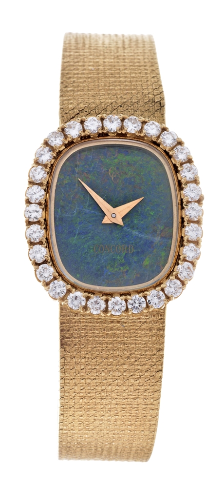 CONCORD 18K YELLOW GOLD DIAMOND SET OPAL DIAL LADIES REFERENCE 382756 CASE SERIAL 5115446