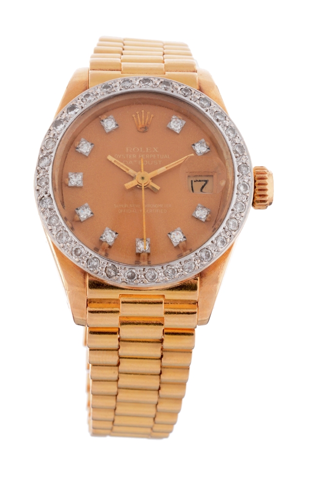 ROLEX 18K YELLOW GOLD DATEJUST PRESIDENT LADIES REFERENCE 6917 CASE SERIAL NO. 7449 XXX.