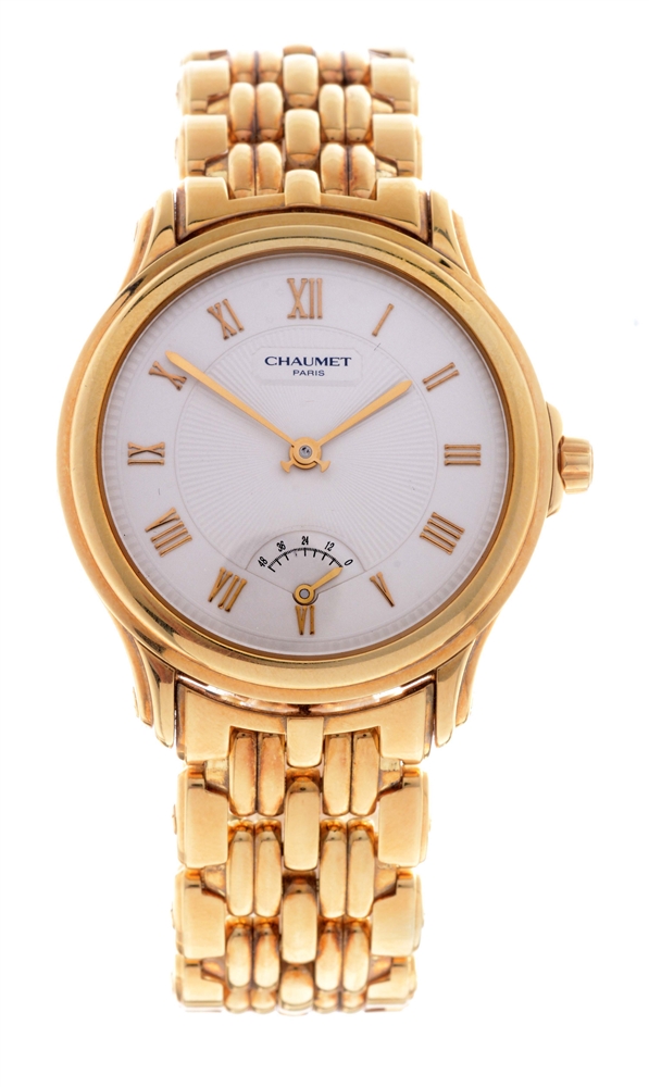 CHAUMET 18K YELLOW GOLD QUILA POWER RESERVE MENS CASE SERIAL 20A-669