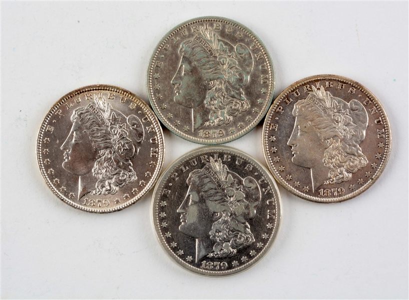 LOT OF 4: MORGAN SILVER DOLLARS. 