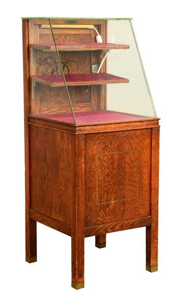 WAHL EVERSHARP ILLUMINATED GLASS DISPLAY CASE.