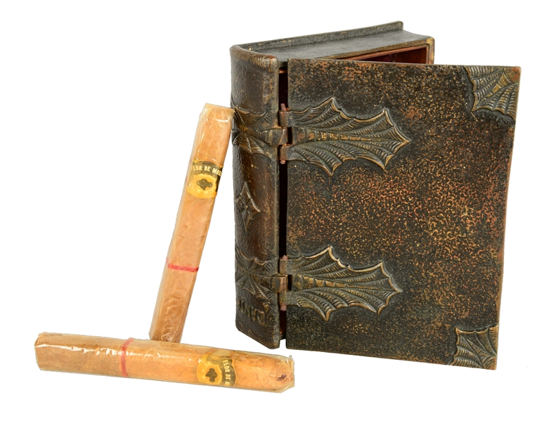 HEAVY METAL BOOK CIGAR HOLDER.