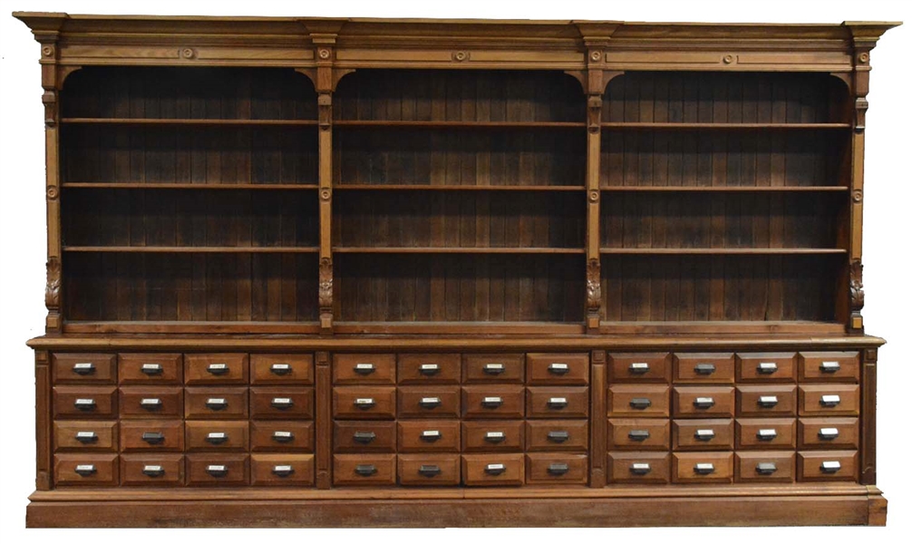 APOTHECARY CABINET AND SHELVES.