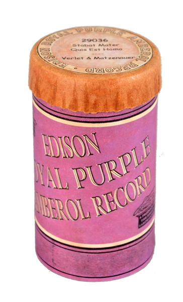 RARE NO. 29036 EDISON ROYAL PURPLE AMBEROL CYLINDER RECORD.