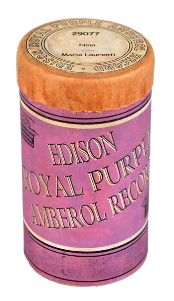 RARE NO. 29077 EDISON ROYAL PURPLE AMBEROL CYLINDER RECORD.