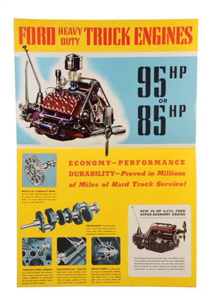 ORIGINAL FORD HEAVY DUTY TRUCK ENGINES PAPER POSTER.