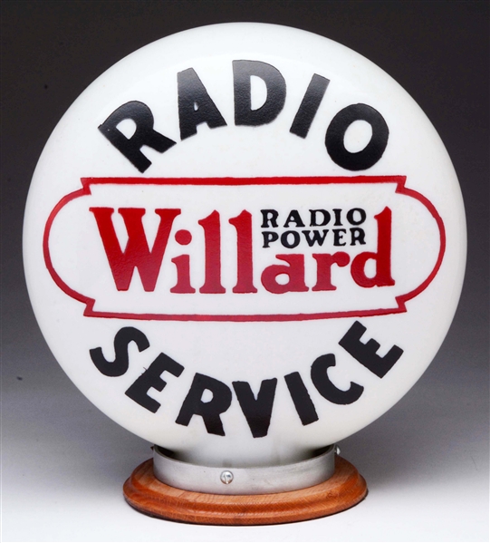 WILLARD RADIO SERVICE OPE MILK GLASS GLOBE.