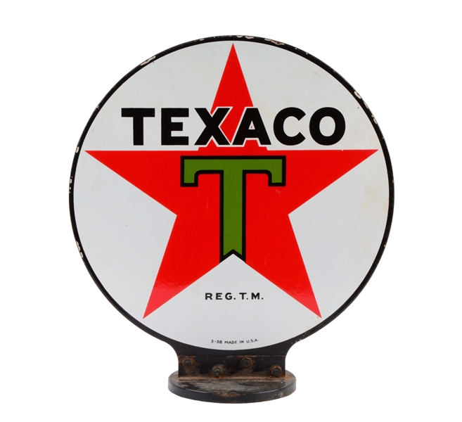 TEXACO (BLACK-T) STAR LOGO PORCELAIN GLOBE.