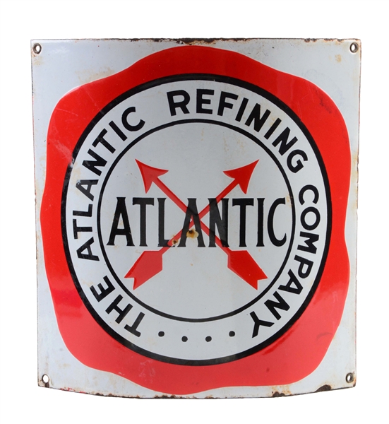 ATLANTIC REFINING COMPANY CURVED PORCELAIN SIGN.