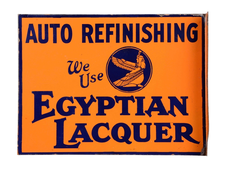 WE USE EGYPTIAN LACQUER PORCELAIN FLANGE SIGN.