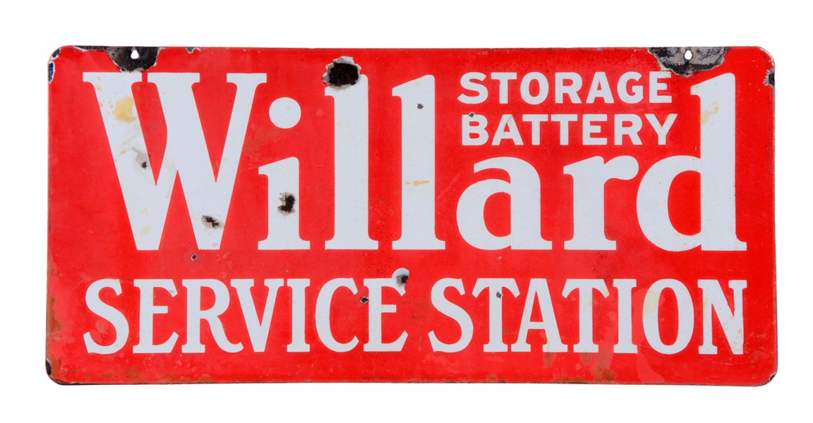 WILLARD STORAGE BATTERIES PORCELAIN SIGN.
