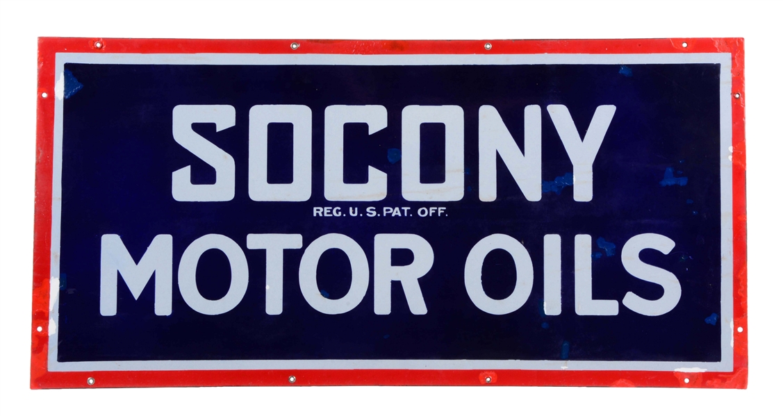 SOCONY MOTOR OIL PORCELAIN SIGN.
