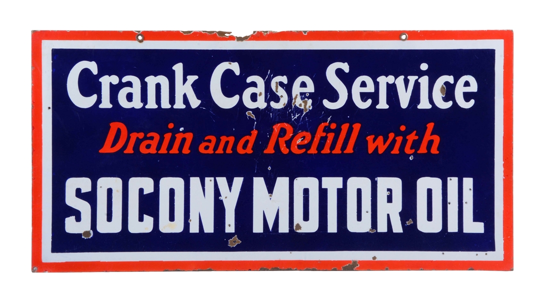 SOCONY CRANK CASE SERVICE PORCELAIN SIGN.